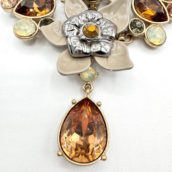 Simply Vera Vera Wang Jeweled Rhinestone Fall Color Floral Bib Necklace Signed - Picture 6 of 16